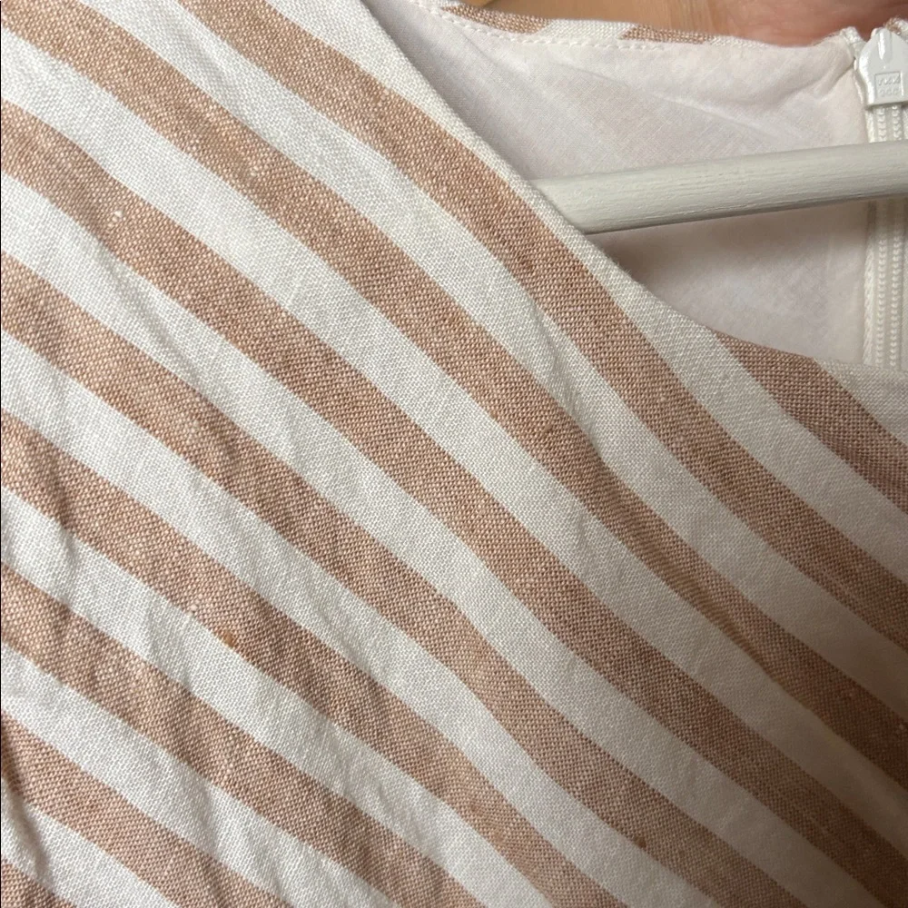 Everlane Bias Cut Linen Striped Dress Size 12 - Picture 11 of 15
